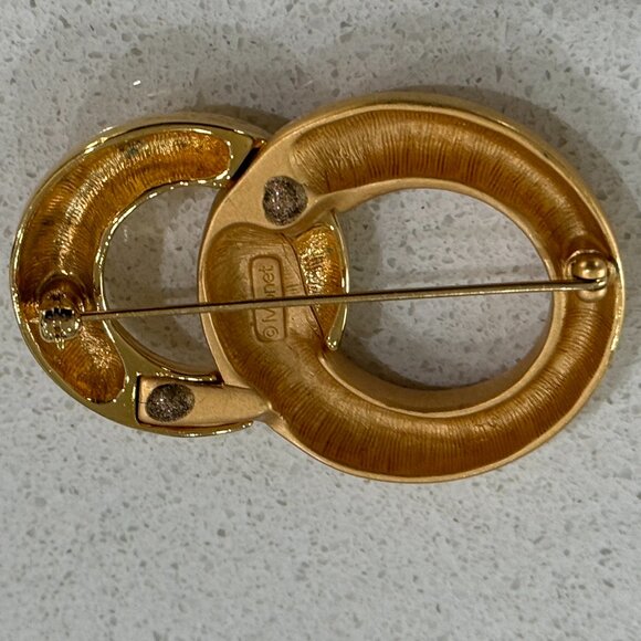 MONET Vintage Interlocking Double Circle Brooch - Picture 4 of 6